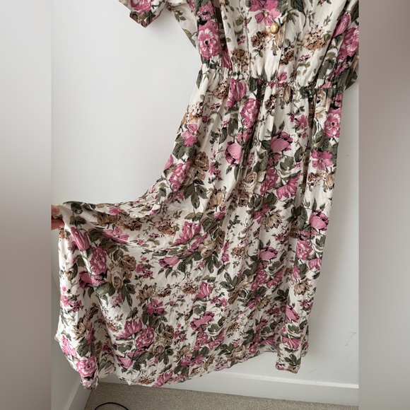 Vintage Jessica Floral Prairie Midi Dress Cottagecore Button Front Pockets - Picture 9 of 13